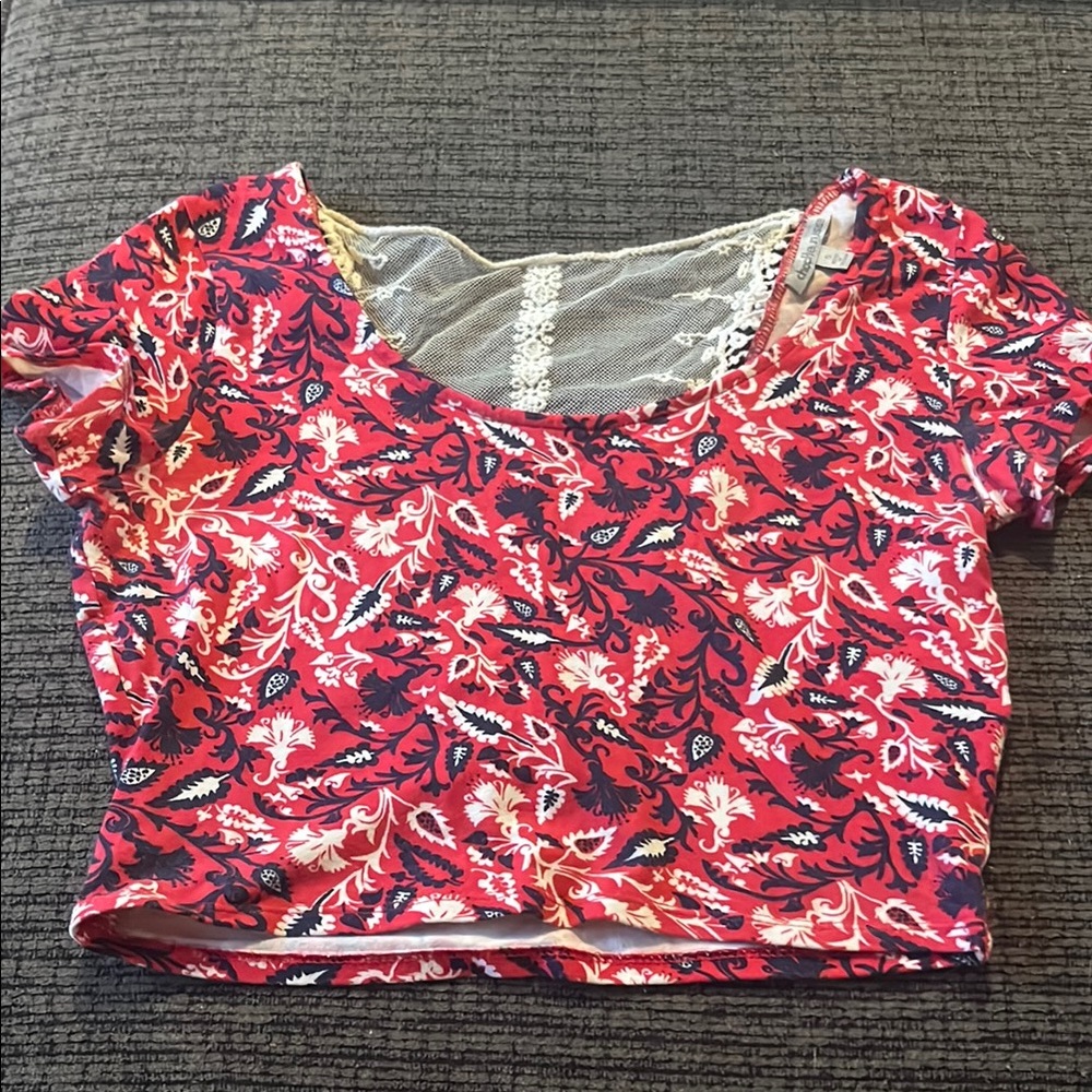 Charlotte Russe Red and White Floral Blouse
